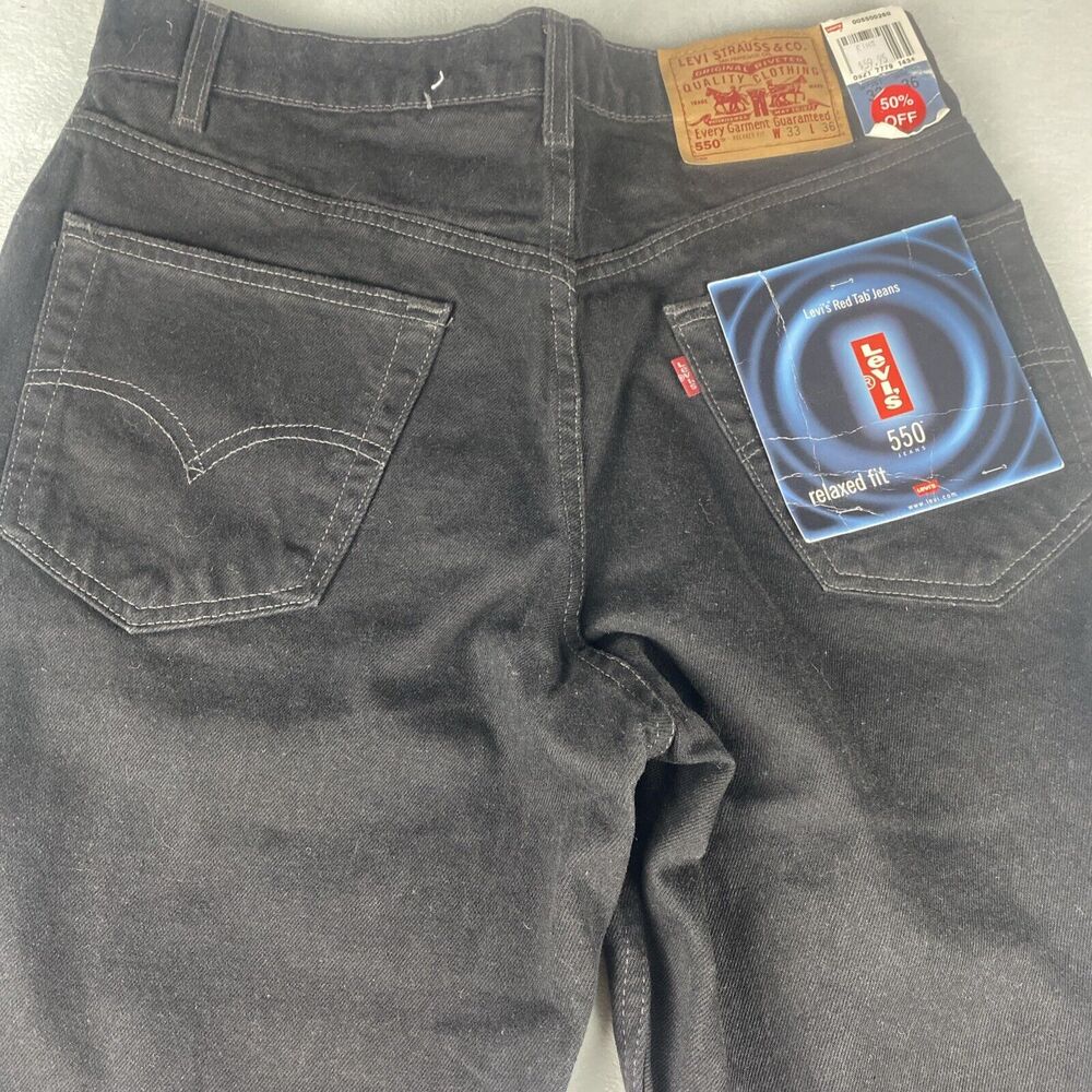 VTG 90's Levis 550 Jeans Zip Mens 33 x36 Relaxed Fit Classic Black Y2K NWT - Picture 2 of 13